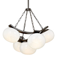 Duxbury Chandelier by Hudson Valley Lighting, 5-Light, Dimmable with Glass Shades, Aged Brass Finish