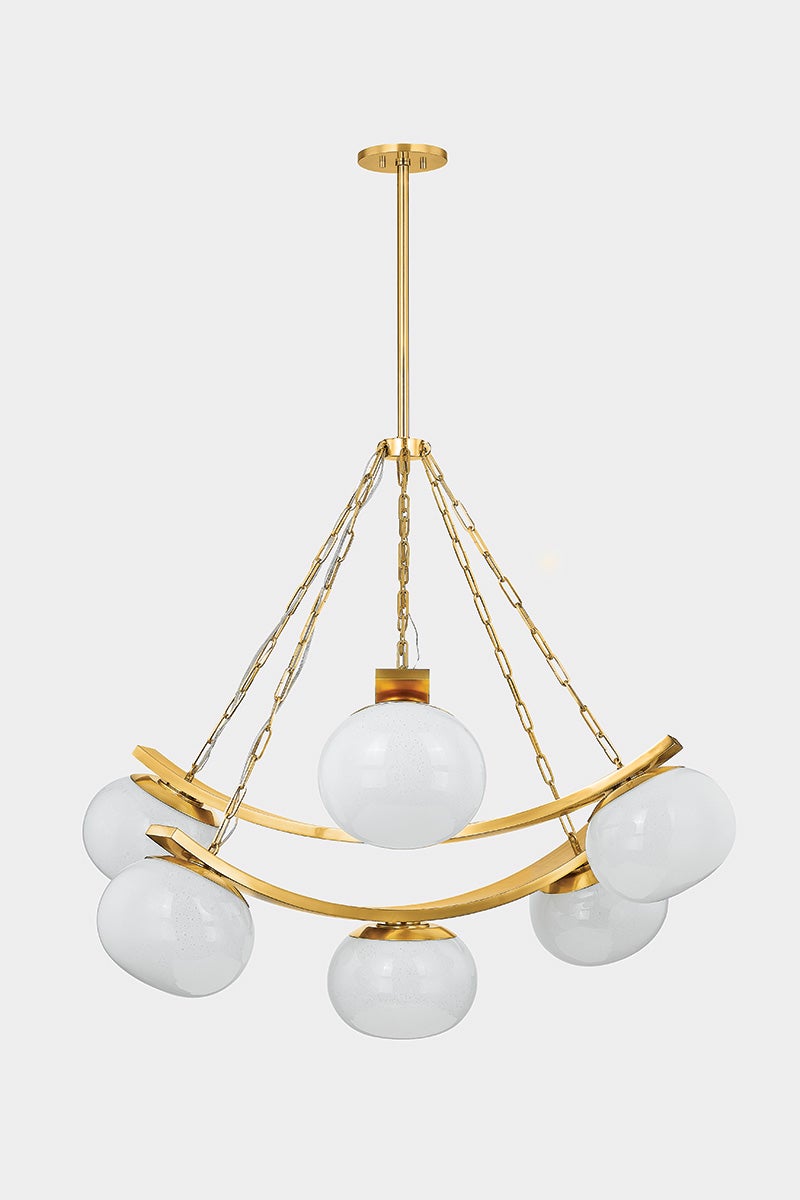 Duxbury 7-Light Large Chandelier by Hudson Valley Lighting, Dimmable, Aged Brass or Distressed Bronze Finishes