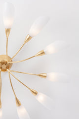 Enfield 12-Light Semi Flush Ceiling Light - Vintage Gold Leaf Finish, Cloud Glass Shades by Hudson Valley Lighting