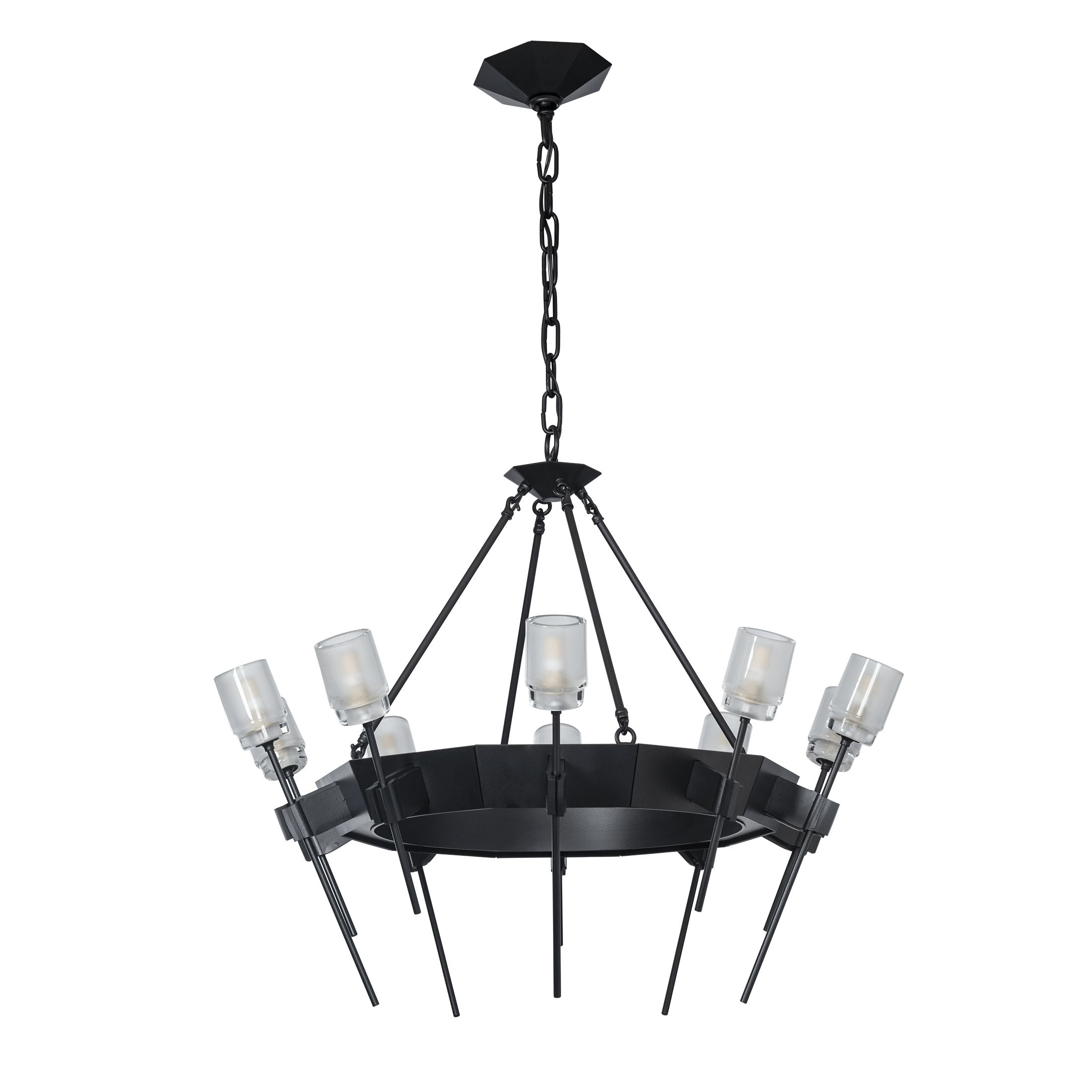 Echo 10-Light Circular Chandelier by Hubbardton Forge, Dimmable, UL Damp Rated, Modern Sculptural Design