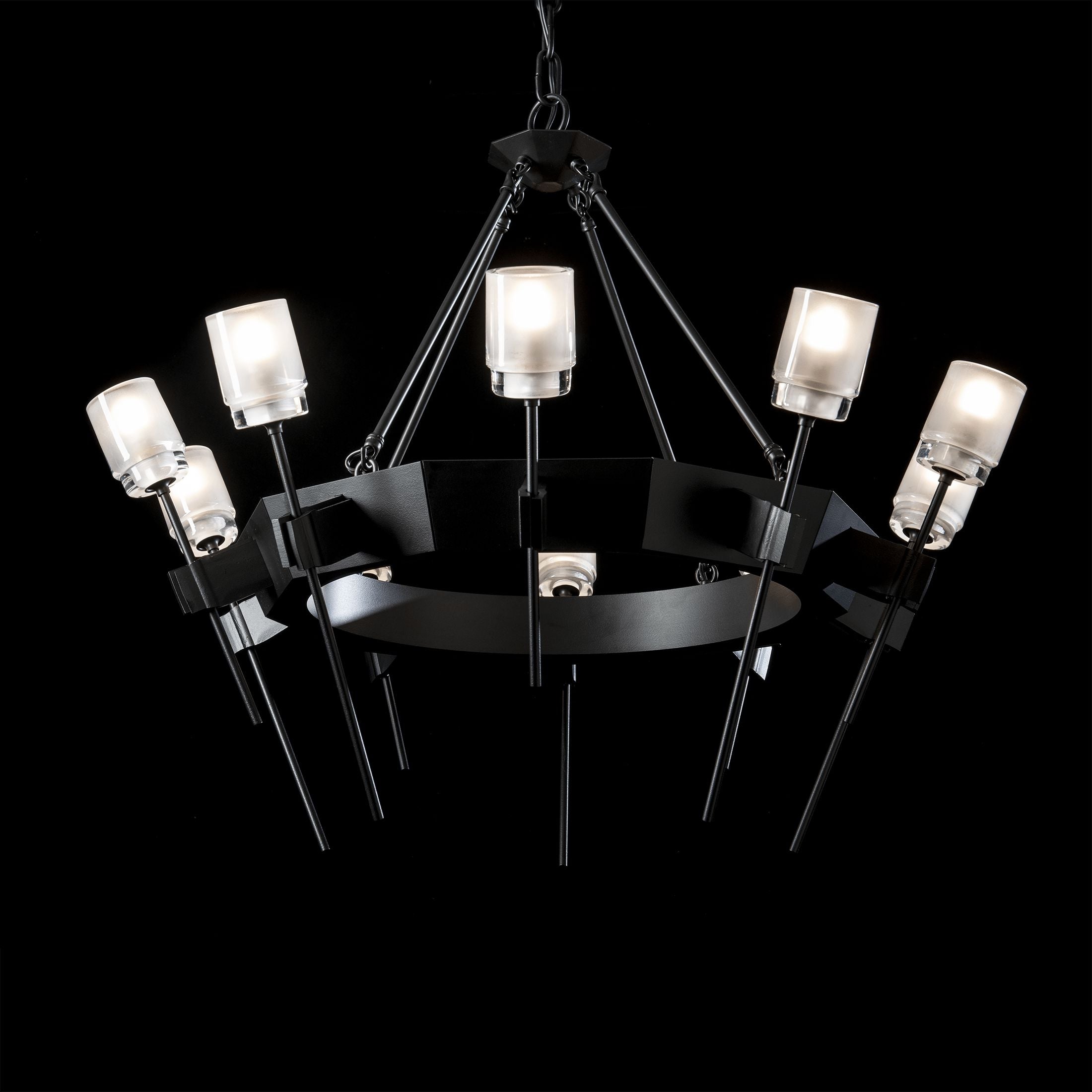 Echo 10-Light Circular Chandelier by Hubbardton Forge, Dimmable, UL Damp Rated, Modern Sculptural Design