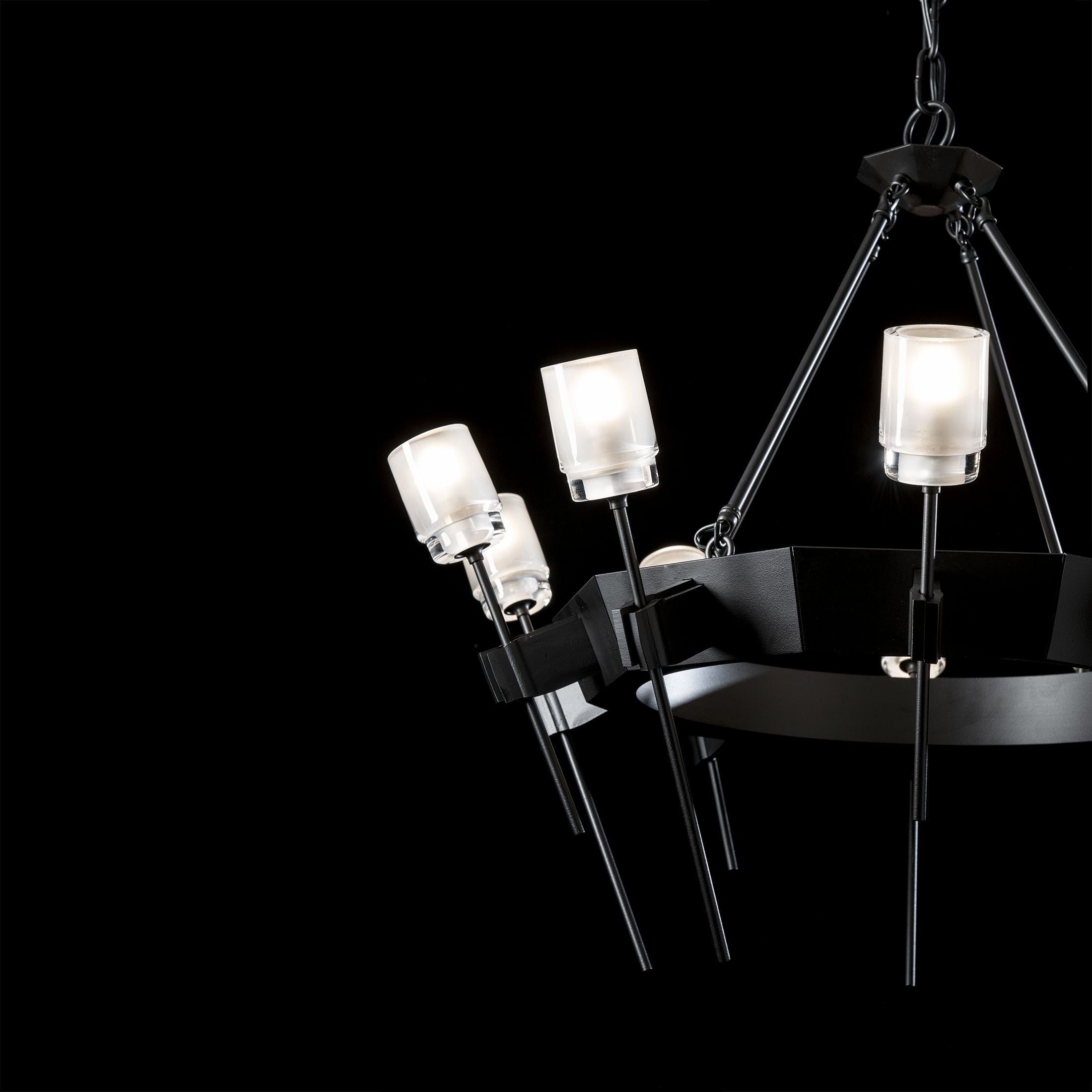 Echo 10-Light Circular Chandelier by Hubbardton Forge, Dimmable, UL Damp Rated, Modern Sculptural Design