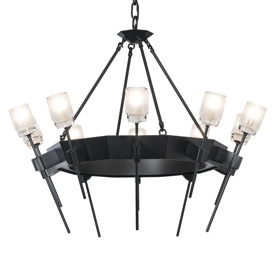 Echo 10-Light Circular Chandelier by Hubbardton Forge, Dimmable, UL Damp Rated, Modern Sculptural Design