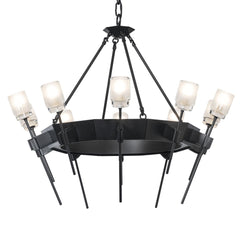 Echo 10-Light Circular Chandelier by Hubbardton Forge, Dimmable, UL Damp Rated, Modern Sculptural Design