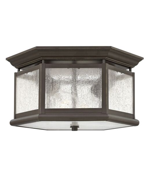 Edgewater Small Flush Mount Ceiling Light by Hinkley Lighting, 2 Lights, Clear Seedy Glass