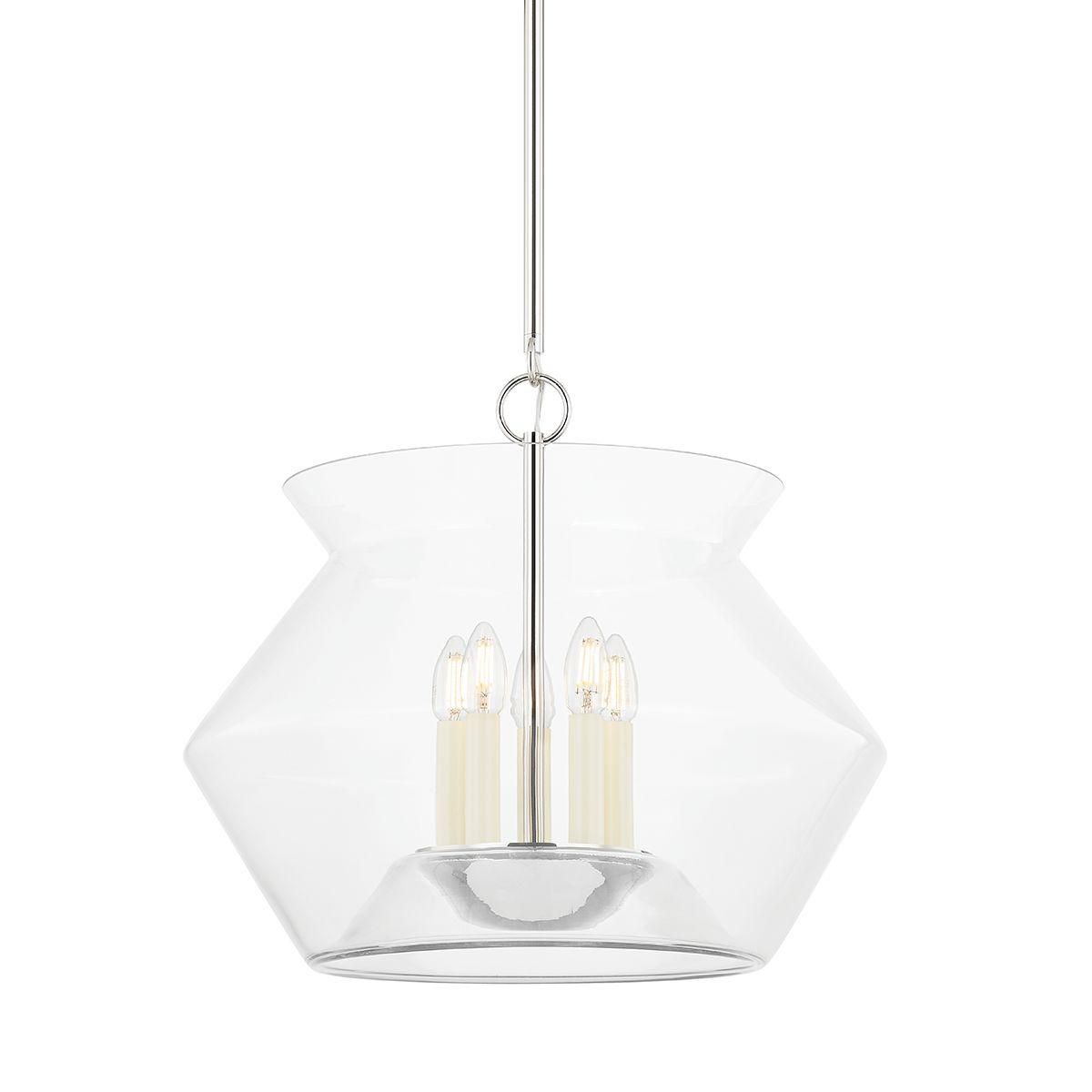 Edmonton Large 5-Light Lantern by Hudson Valley Lighting with Dimmable Functionality and Handblown Glass Shade