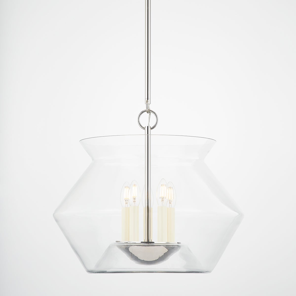 Edmonton Large 5-Light Lantern by Hudson Valley Lighting with Dimmable Functionality and Handblown Glass Shade