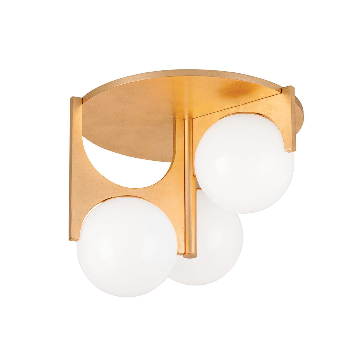 Eiko Ceiling Light 3-Bulb Flush Mount by Corbett Lighting, Vintage Gold Leaf Finish, Dimmable, 14.5"H x 18.5"W