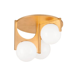 Eiko Ceiling Light 3-Bulb Flush Mount by Corbett Lighting, Vintage Gold Leaf Finish, Dimmable, 14.5"H x 18.5"W