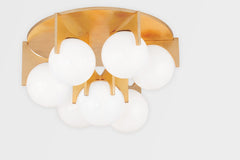 Eiko Large Flush Mount Ceiling Light, 7 Bulbs, Vintage Gold Leaf Finish, Modern Elegance by Corbett Lighting