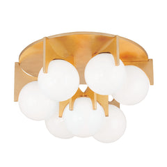 Eiko Large Flush Mount Ceiling Light, 7 Bulbs, Vintage Gold Leaf Finish, Modern Elegance by Corbett Lighting