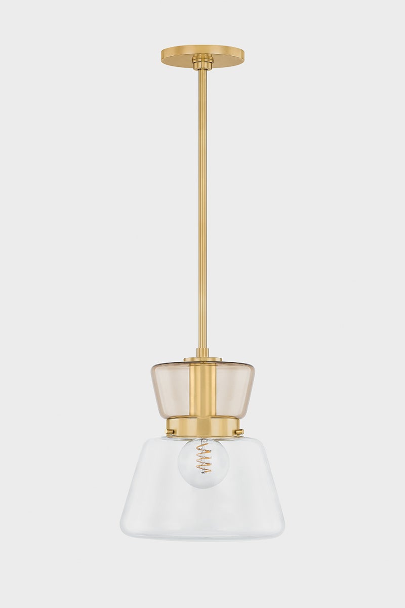 Mitzi Elodie Small Pendant Light, Adjustable 14.75" to 50.75", Dimmable, UL Damp Rated, Modern Design