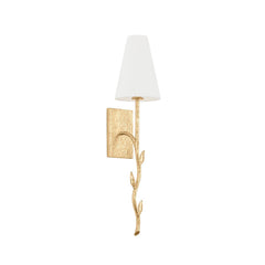 Elwyn Wall Sconce with Vintage Gold Leaf or Black Iron Finish and Botanical Detailing by Troy Lighting B1925