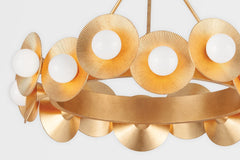 Emerald Chandelier by Corbett Lighting, 16 Lights, Vintage Gold Leaf Finish, Dimmable, Adjustable Height