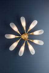 Enfield 9-Light Semi Flush Mount, Vintage Gold Leaf Finish, Botanical Design by Hudson Valley Lighting