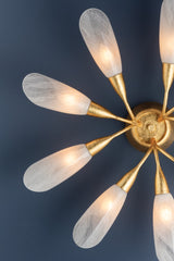 Enfield 9-Light Semi Flush Mount, Vintage Gold Leaf Finish, Botanical Design by Hudson Valley Lighting