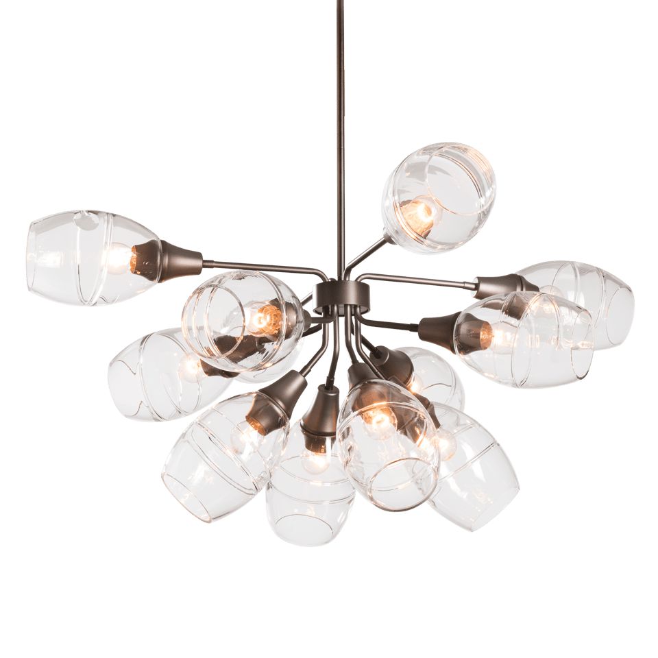 Hubbardton Forge 12-Light Ensemble Pendant - Adjustable Dimmable Sputnik Design in 3 Finishes