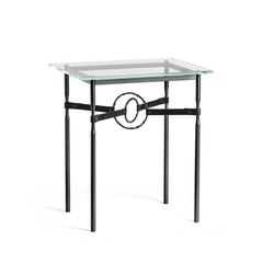 Hubbardton Forge Equus Side Table with Artisanal Leather and Hand-Forged Steel Rings, Customizable Options