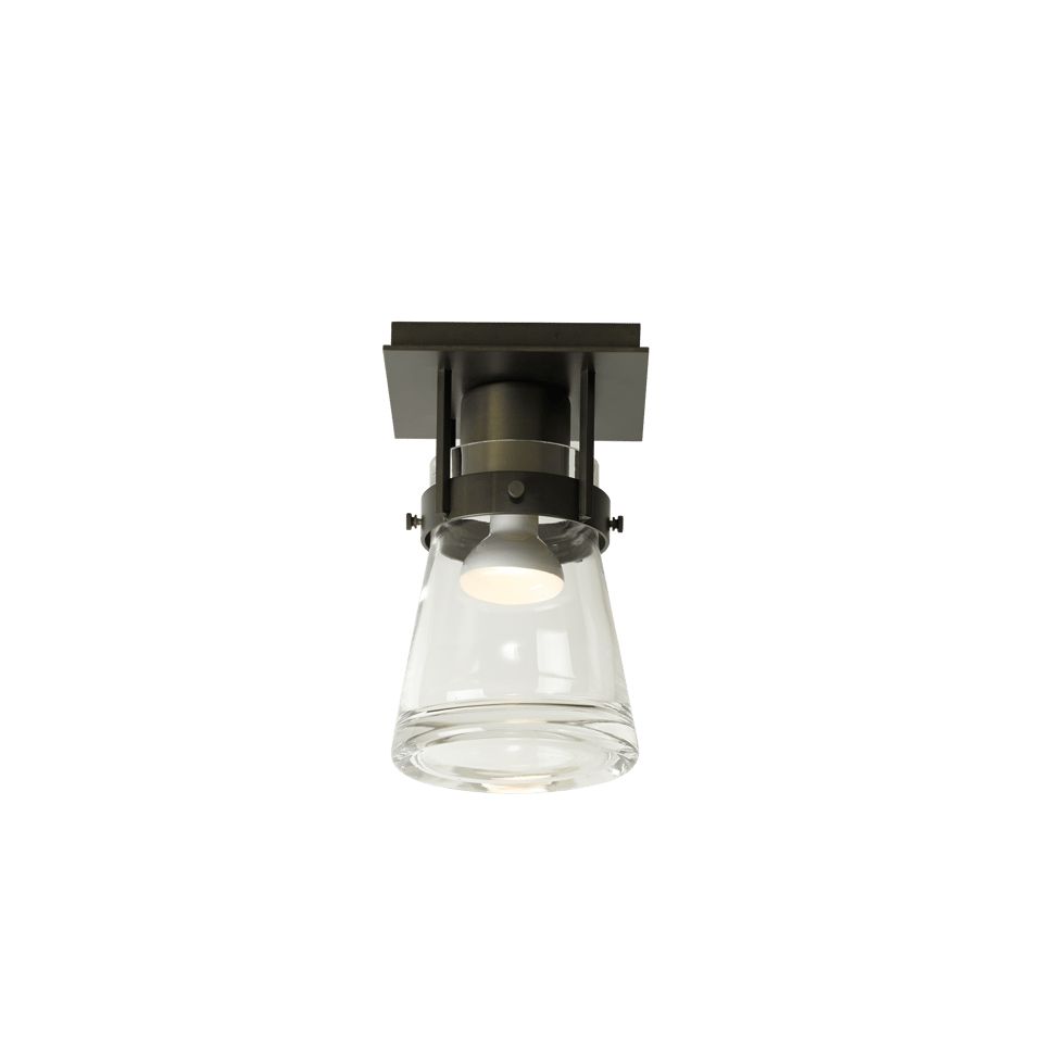 Hubbardton Forge Erlenmeyer 1 Light Semi-Flush Fixture, Handcrafted Steel & Blown-Glass Shade, Dimmable