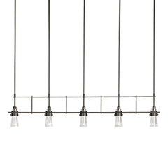 Hubbardton Forge Erlenmeyer 5-Light Pendant, Adjustable Height, Clear Glass, Various Finishes