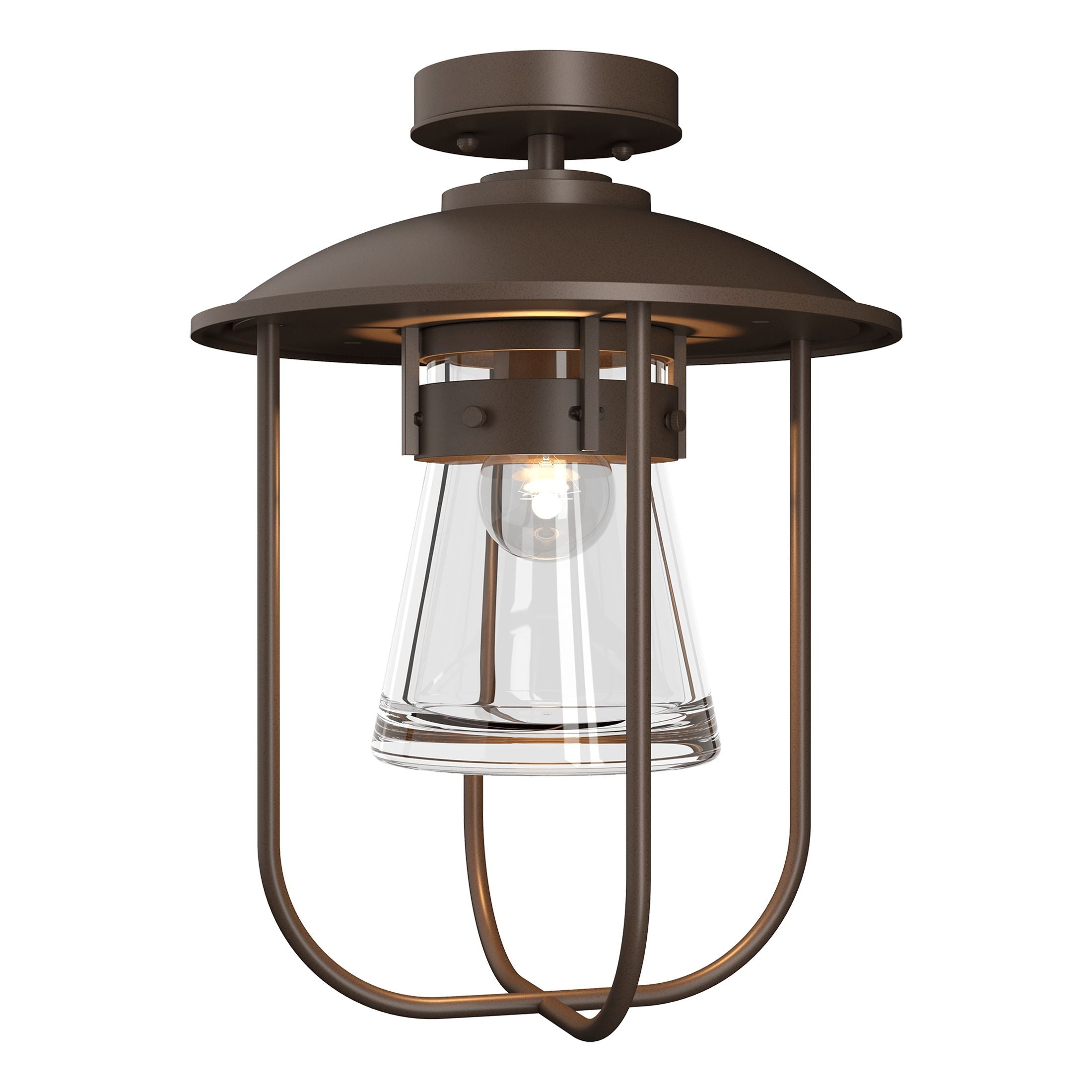 Hubbardton Forge Erlenmeyer Outdoor Semi-Flush Lantern, Nautical Charm, Dimmable, UL Damp-Rated, 100W Max