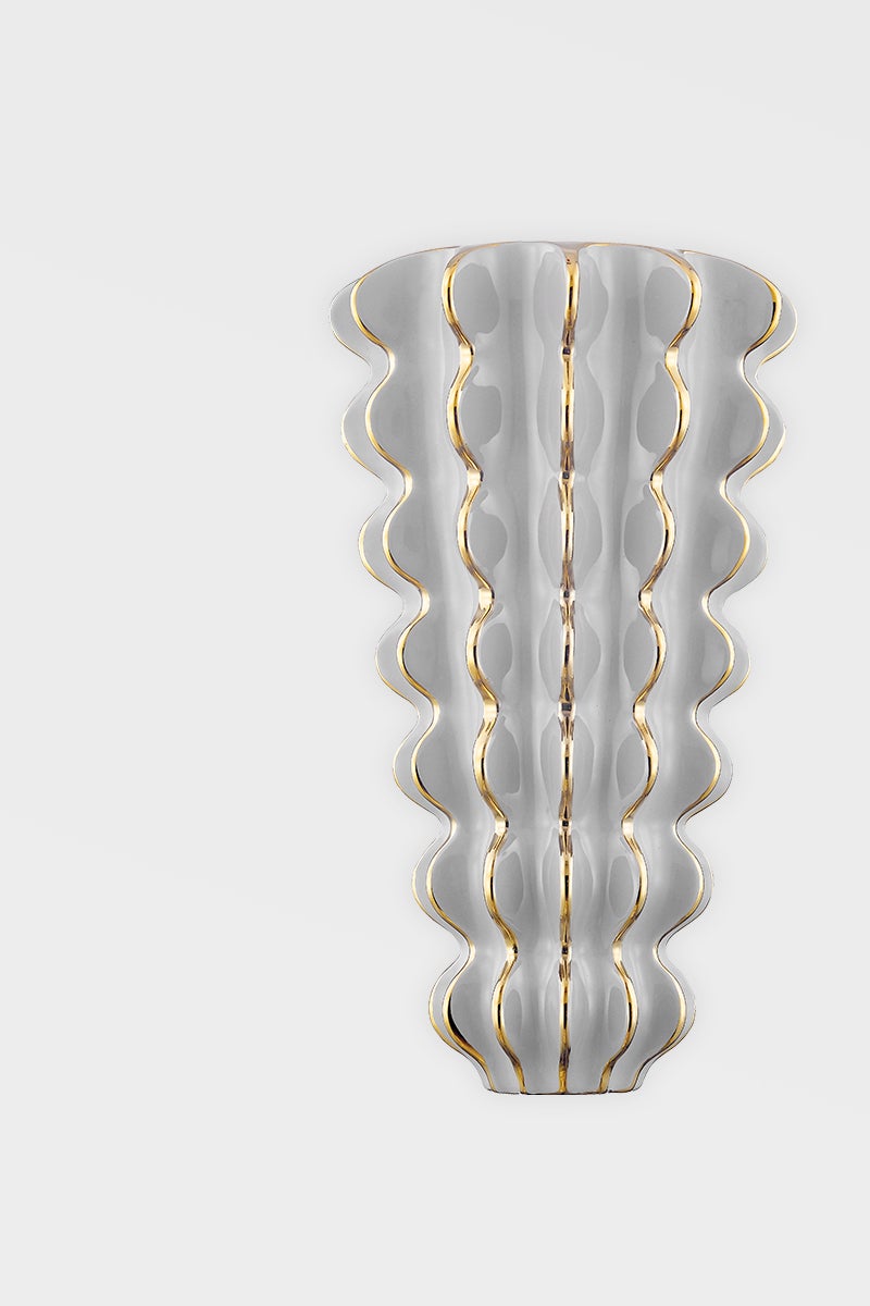 Esperanza Sconce by Corbett Lighting, Wave-Like Design, Vintage Gold Leaf, ETL Damp Rated, Dimmable