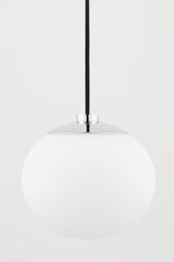 Estee Pendant Light by Mitzi - Mid-Century Modern Opal Etched Glass Shade, Aged Brass or Polished Nickel