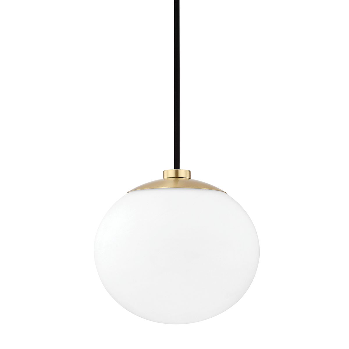 Estee Pendant Light by Mitzi - Mid-Century Modern Opal Etched Glass Shade, Aged Brass or Polished Nickel