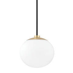 Estee Pendant Light by Mitzi - Mid-Century Modern Opal Etched Glass Shade, Aged Brass or Polished Nickel