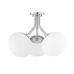 Estee Semi-Flush Ceiling Light by Mitzi - Elegant Glass Shade, Dimmable, Energy Efficient, Aged Brass or Polished Nickel Finish