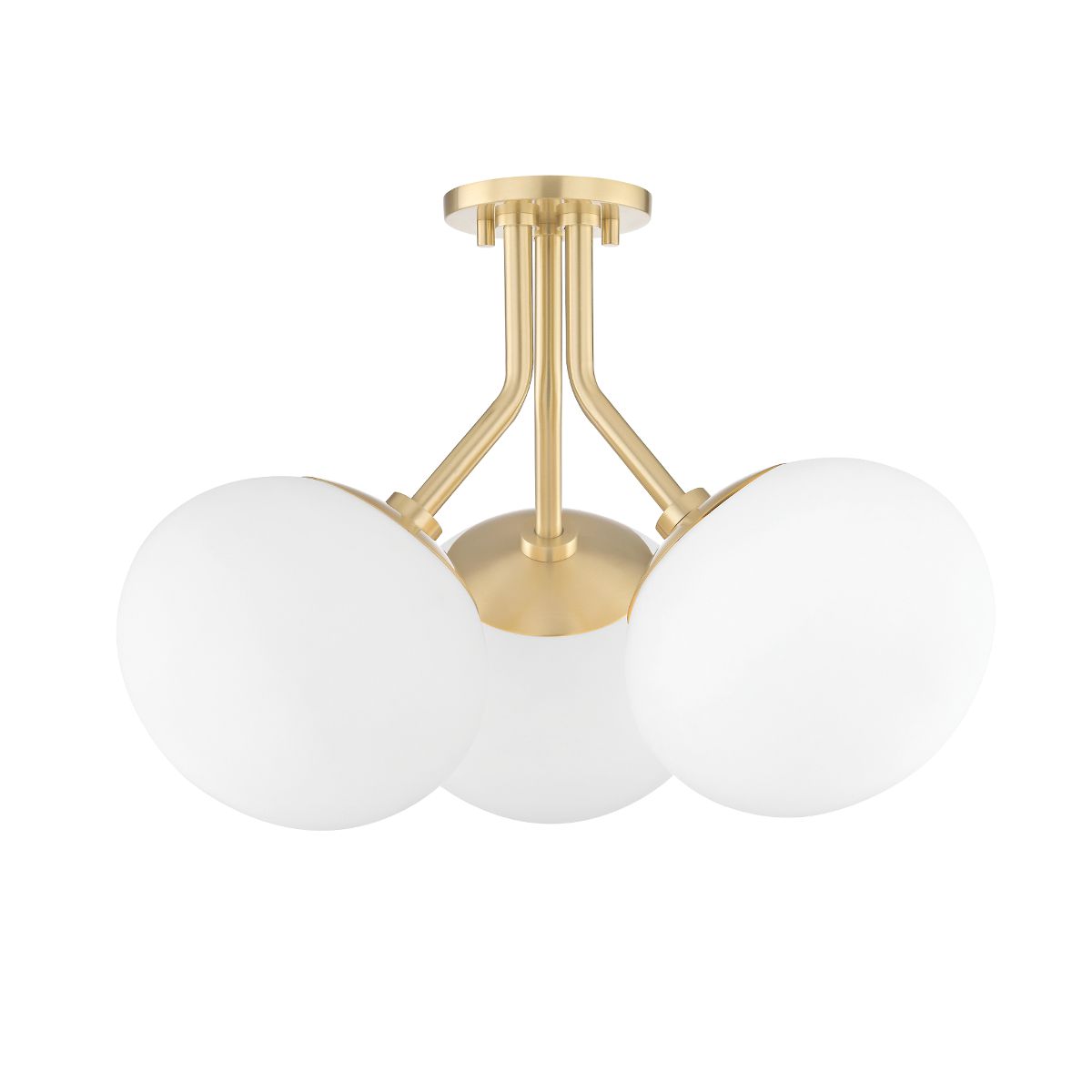 Estee Semi-Flush Ceiling Light by Mitzi - Elegant Glass Shade, Dimmable, Energy Efficient, Aged Brass or Polished Nickel Finish