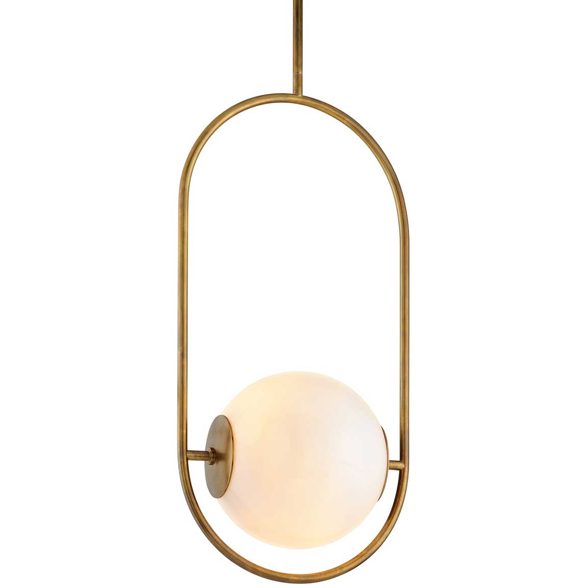 Corbett Lighting Everley Large Pendant Light 37.5" Vintage Brass Opal Glass Shade ETL Damp Rated