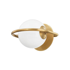 Everley Sconce by Corbett Lighting – Dimmable Solid Brass Wall Light with Opal Glass Shade, 6" Height