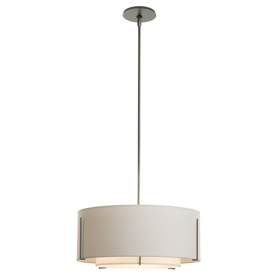 Exos Double Shade Pendant Light by Hubbardton Forge - Dimmable, Hand-Forged Steel, Versatile Design