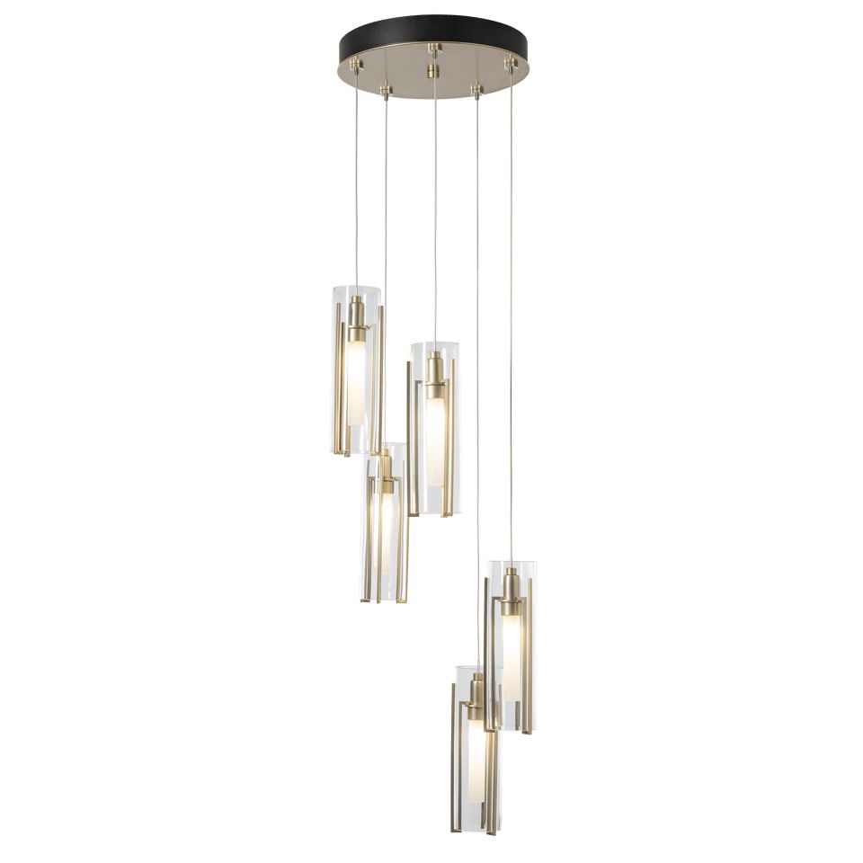 Hubbardton Forge Exos 5-Light Pendant - Customizable Height, Multiple Finishes, Dimmable Lighting