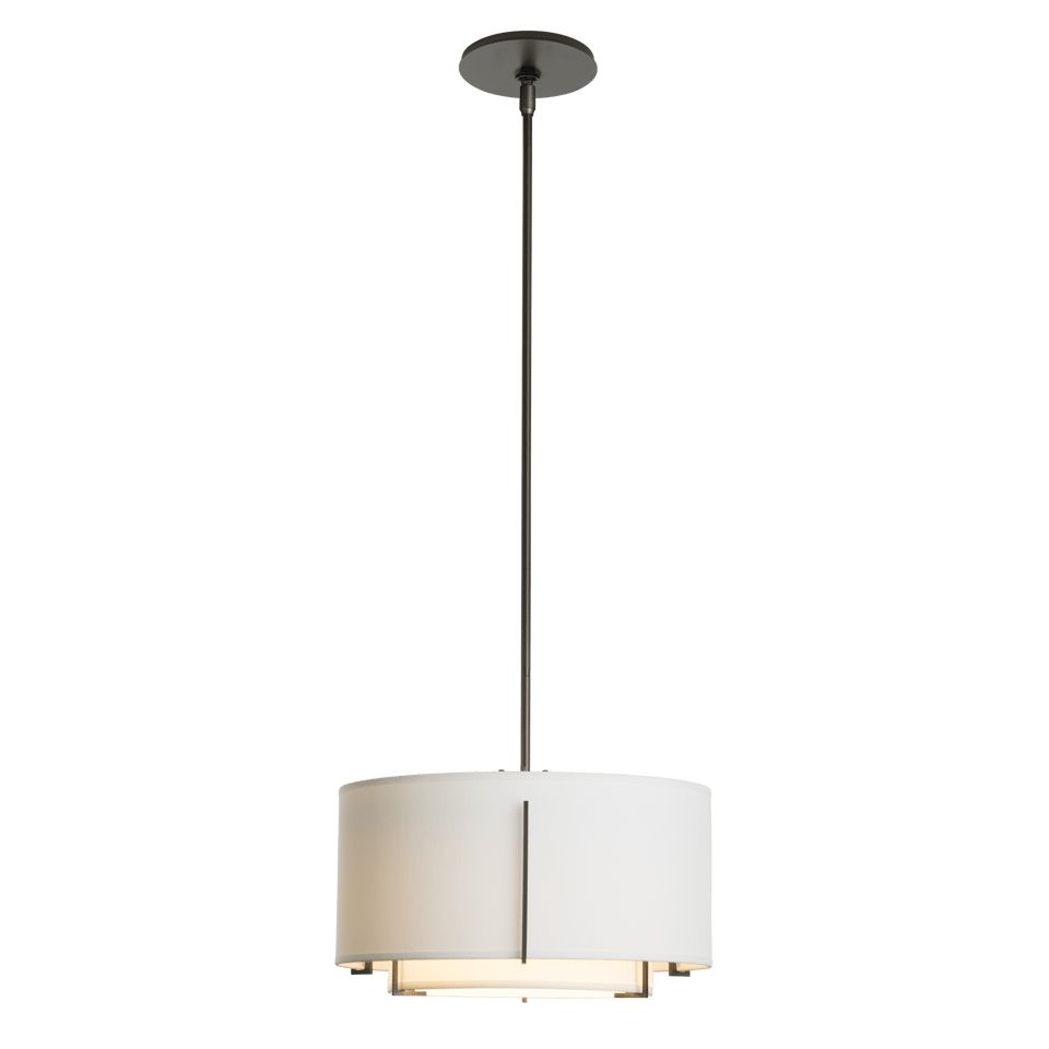 Hubbardton Forge Exos Small Double Shade Pendant Light With Adjustable Height & Dimmable Design