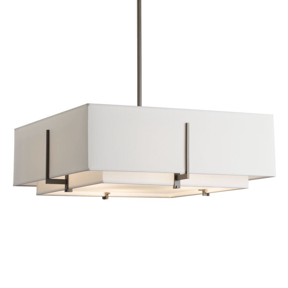 Hubbardton Forge Exos Square Double Shade Pendant - 4 Bulbs, Dimmable, UL Damp Rated, Modern Design