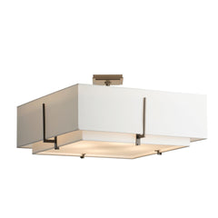 Hubbardton Forge Exos Square Large Double Shade Semi-Flush Light Fixture, 4-Bulb, Multiple Finishes