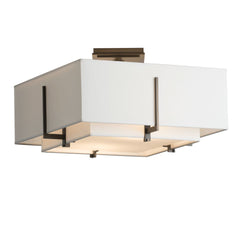 Hubbardton Forge Exos 2-Bulb Square Semi-Flush Ceiling Light with Double Shades, Dimmable & Customizable