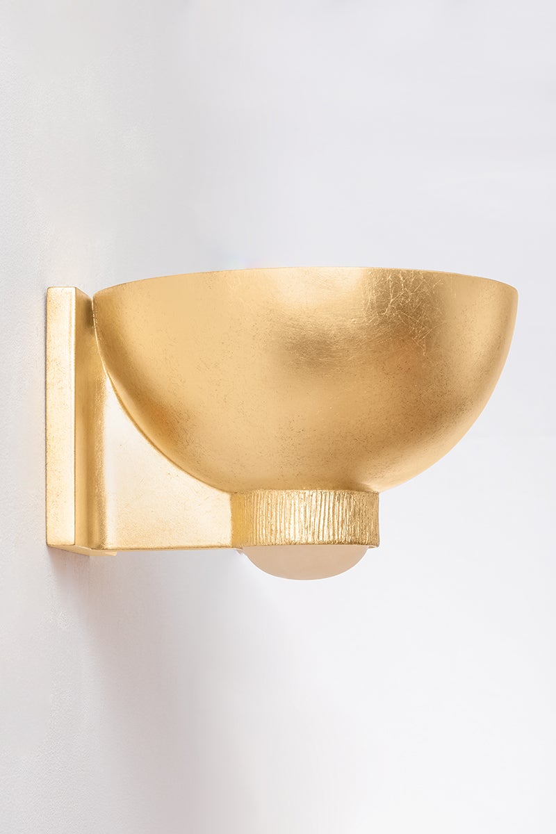 Hudson Valley Lighting Fairview 1-Light Wall Sconce in Vintage Gold Leaf with Open Bowl Design