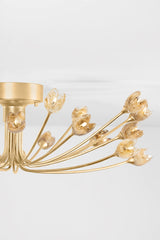 Falkirk 22-Light Semi Flush Ceiling Light by Hudson Valley Lighting, Vintage Gold Leaf Finish