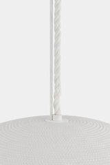 Hudson Valley Lighting Ferndale 36" Large Pendant - White Coiled Cotton Hanging Light, Dimmable, UL Damp