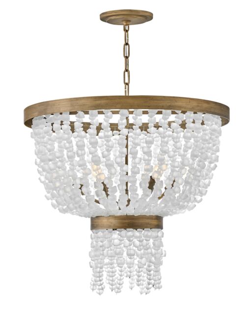 Dune Medium Single Tier Chandelier - 6 Lights, Sea Glass, Burnished Gold Finish by Fredrick Ramond