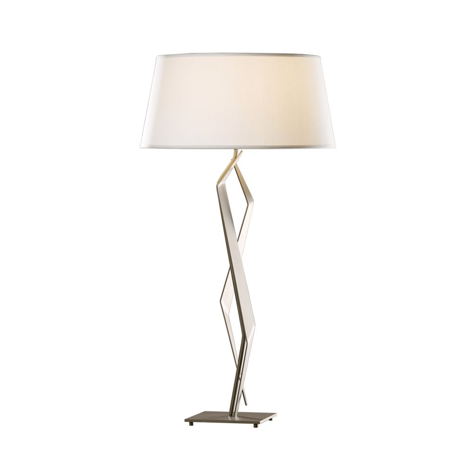 Hubbardton Forge 1-Light Facet Table Lamp with Dimmable Functionality and Artisan Design in Flax Color