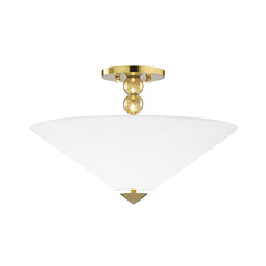 Flare Semi-Flush Ceiling Light 1318-AGB by Hudson Valley Lighting with Aged Brass Finish and Dimmable Linen Shade