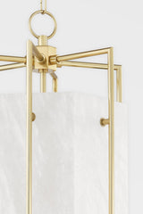 Hudson Valley Lighting Flatbush Lantern 24.75" Aged Brass Alabaster Shade Dimmable Pendant Light