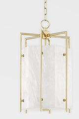 Hudson Valley Lighting Flatbush Lantern 24.75" Aged Brass Alabaster Shade Dimmable Pendant Light