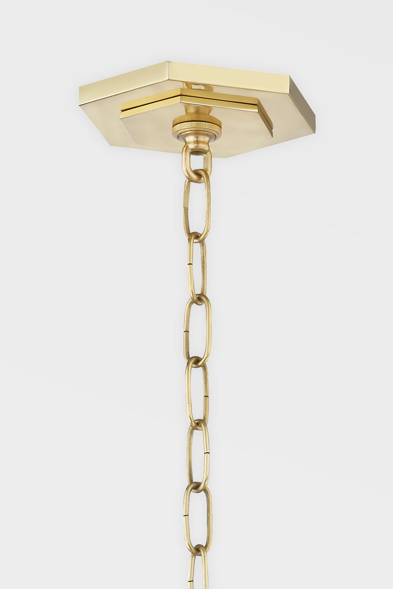 Hudson Valley Lighting Flatbush Lantern 24.75" Aged Brass Alabaster Shade Dimmable Pendant Light