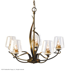 Flora 5-Arm Chandelier by Hubbardton Forge - Handcrafted Natural Design with Opal Glass Shades