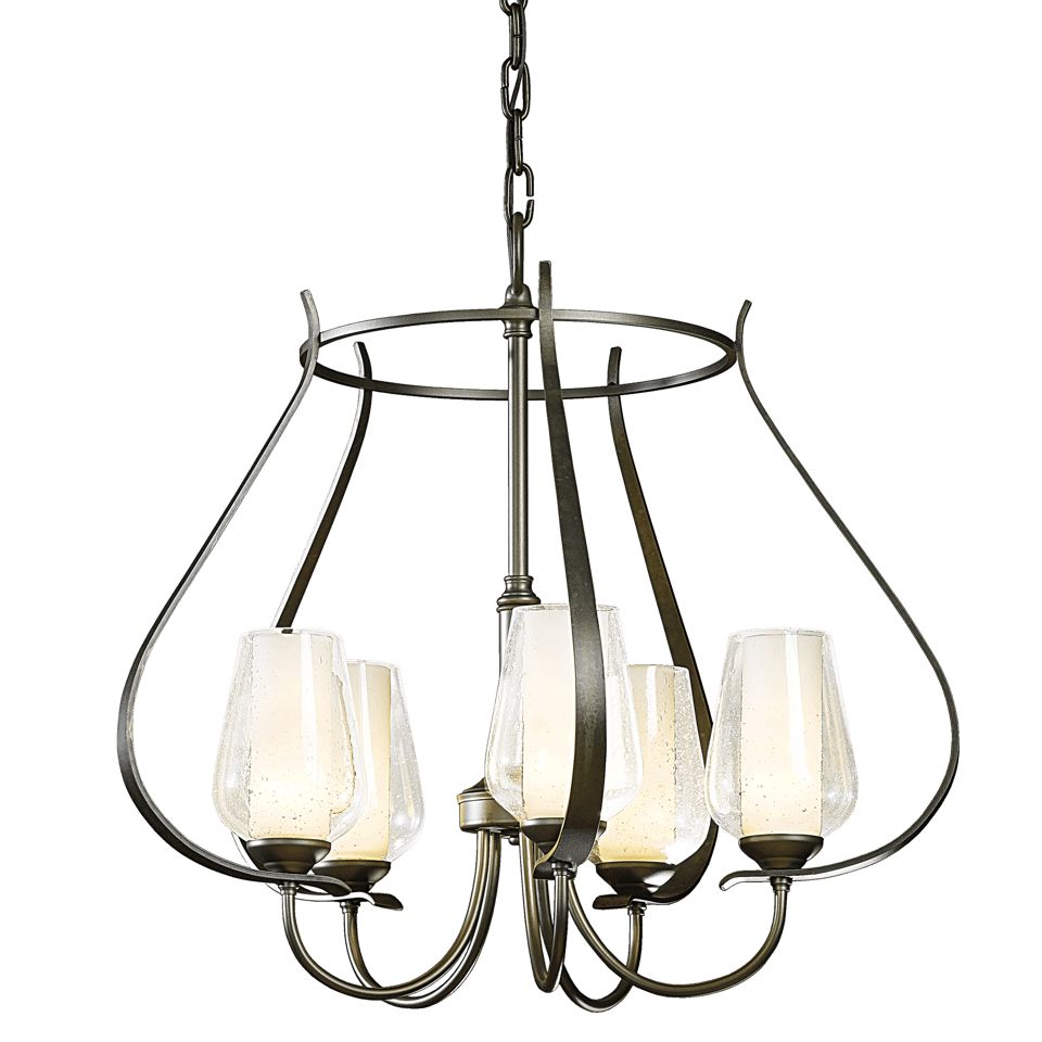 Flora 5 Arm Chandelier by Hubbardton Forge | Handcrafted, Dimmable, Custom Finishes, UL Damp Rated